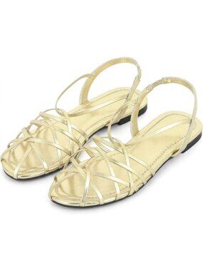 Metallic Strappy Slingback Gladiator Flat Sandals for Women - Stylish Summer